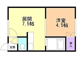 ハイムきもと 1DKの間取図画像