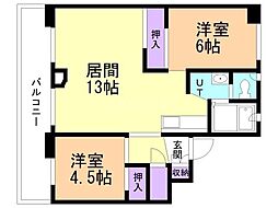 ビレッジハウス美原2号棟 2LDKの間取図画像