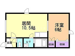 アーバン暁 1LDKの間取図画像