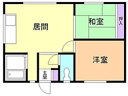 カトレアハイツ 2DKの間取図画像