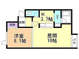 アンジュ 1LDKの間取図画像