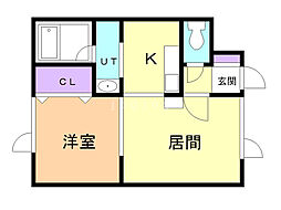 メゾンシエルブウル 1LDKの間取図画像