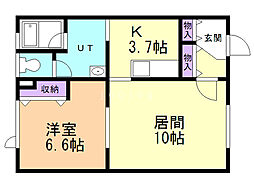 ルーツ涼 1LDKの間取図画像