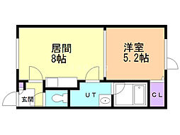 エステートインラミネール 1DKの間取図画像