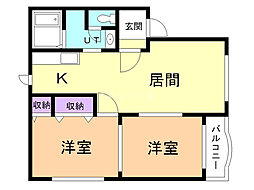 メゾンドアヴリル 2LDKの間取図画像
