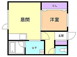 クリスタル2 1DKの間取図画像