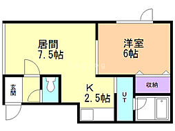 メイプルハイツ3 1LDKの間取図画像