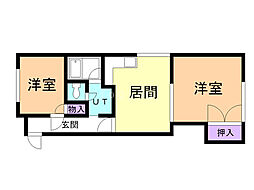 サンハイツ若草 2DKの間取図画像