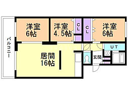 エーコー湖上 3LDKの間取図画像