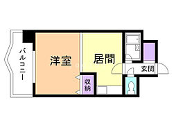 ノースコートサンスイ 1DKの間取図画像