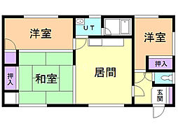 千美ハイツ 3LDKの間取図画像