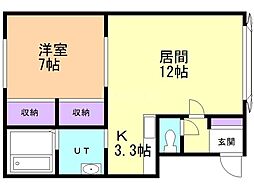 パリ・クリスタル昭和1号館 1LDKの間取図画像