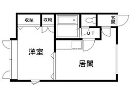 インペリアル花園 1DKの間取図画像
