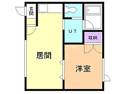 リバティボックスB 1DKの間取図画像