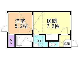 ティファニー 1DKの間取図画像