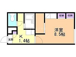 レオパレスシバザクラ 1Kの間取図画像