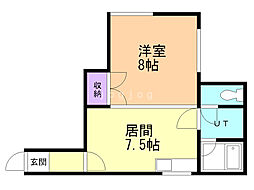 ビューパレー 1DKの間取図画像