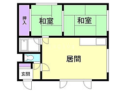 春採2丁目ハイツB 2LDKの間取図画像