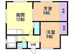倖コーポ 2LDKの間取図画像