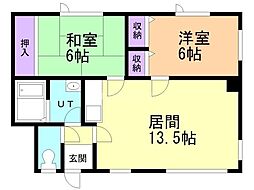 拓穂ハイツ 2LDKの間取図画像