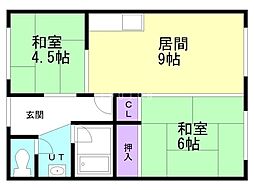 コーポ松浦 2DKの間取図画像