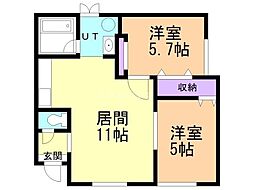 エコーハウス幸 2LDKの間取図画像