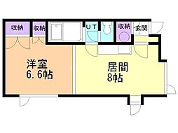 レジデンスマルカワ 1LDKの間取図画像