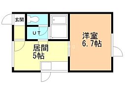 ハートカクテル 1DKの間取図画像