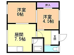 モデリスタ 2DKの間取図画像