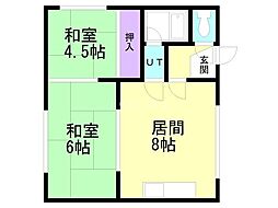 ハイツきくち 2DKの間取図画像