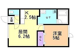 コーポカデンツァ 1DKの間取図画像