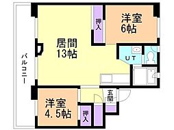 ビレッジハウス美原2号棟 2LDKの間取図画像