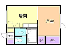 コーポみき 1DKの間取図画像