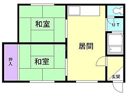 阿部ハイツ 2LDKの間取図画像