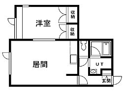 サンハイム春日2 1LDKの間取図画像