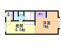 ジュネス21 1DKの間取図画像