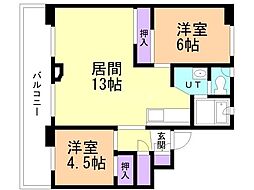 ビレッジハウス美原1号棟 2LDKの間取図画像