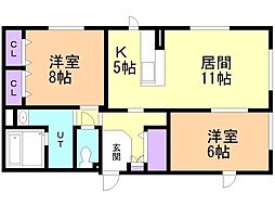 コートロティ 2LDKの間取図画像