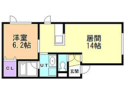 レインボーコートA 1LDKの間取図画像