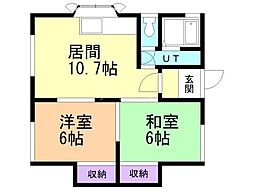 原マンション 2LDKの間取図画像