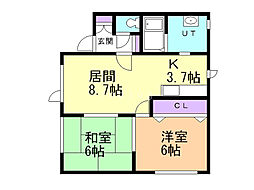パレーシャル緑ヶ丘 2LDKの間取図画像