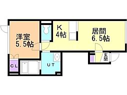 アウル駒場 1LDKの間取図画像