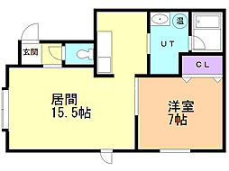 アルバート6 1LDKの間取図画像