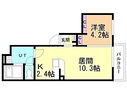 グランコンフオート末広 1LDKの間取図画像
