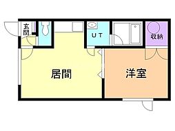 パルテールフジ 1DKの間取図画像