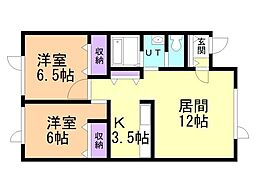桜ハイツ 2LDKの間取図画像