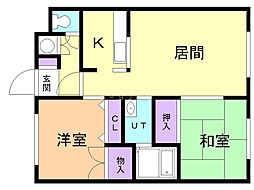 サンシャイン慶鶯 2LDKの間取図画像