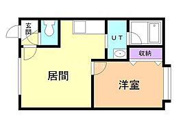 クロス・20 1DKの間取図画像