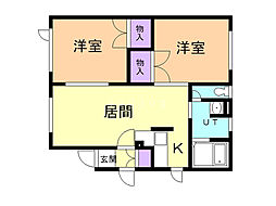 エンジェルウイング 2LDKの間取図画像