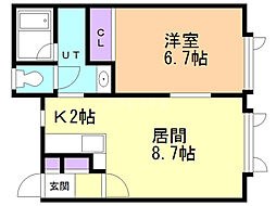 オリーブ21 1LDKの間取図画像